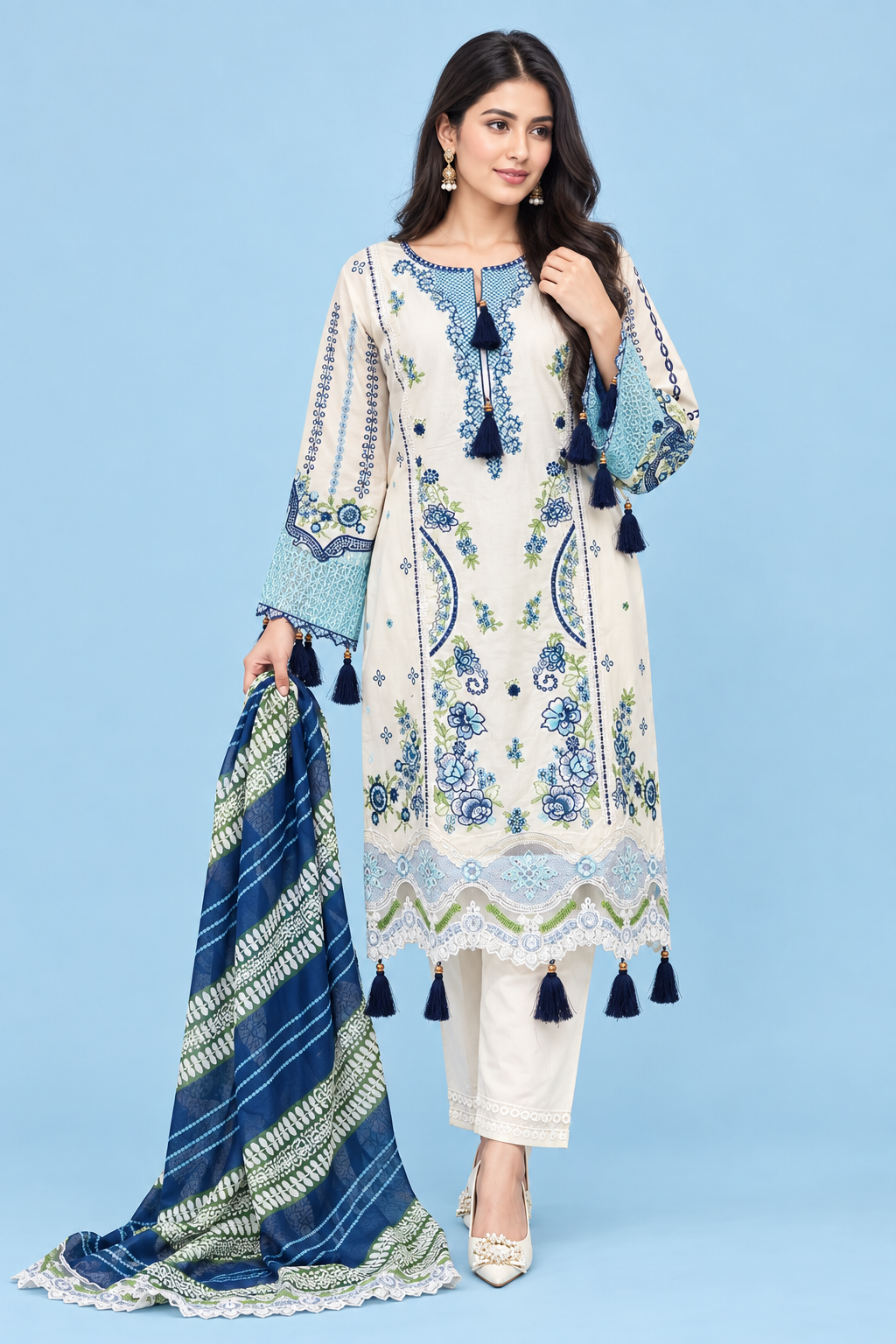 Neckline and sleeve detail