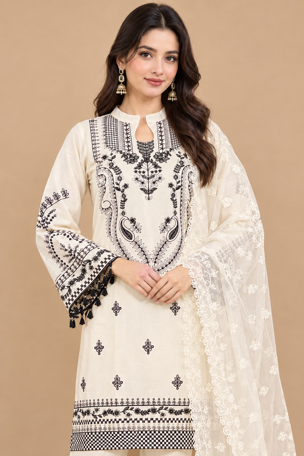 Neckline detail on sand