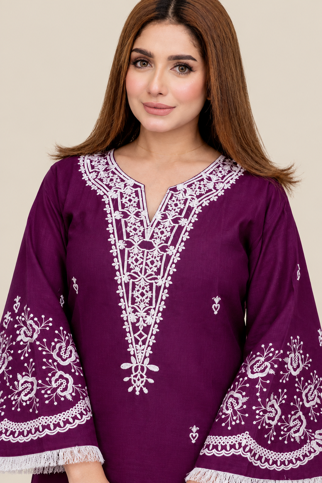 Neckline embroidery detail