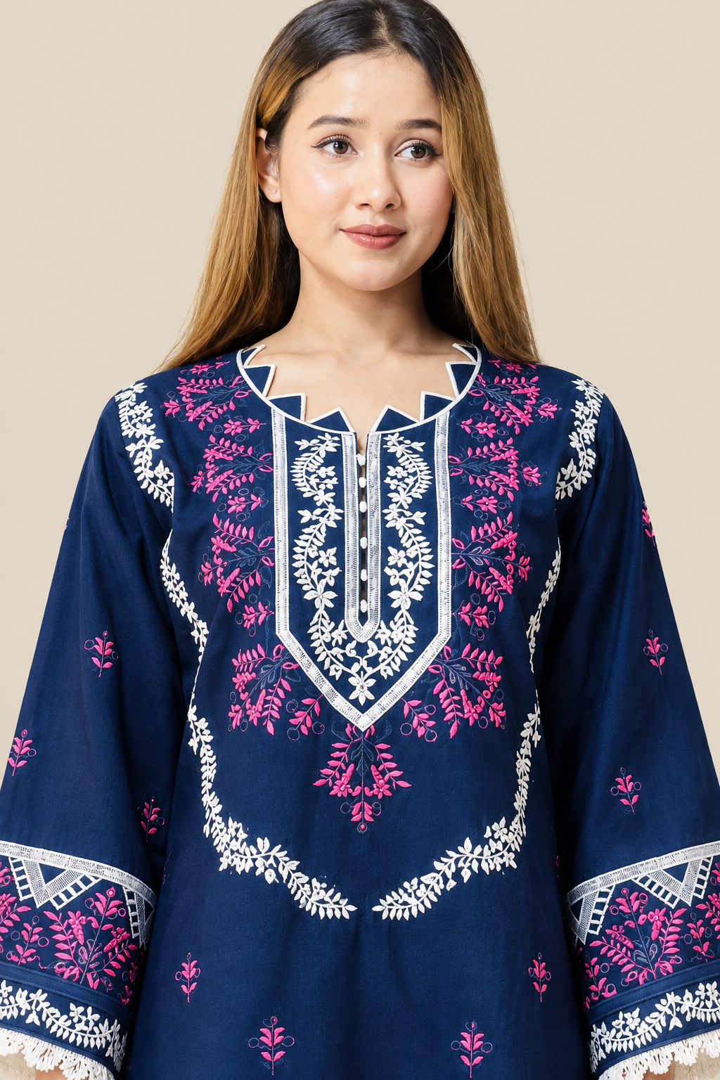 Neckline embroidery detail