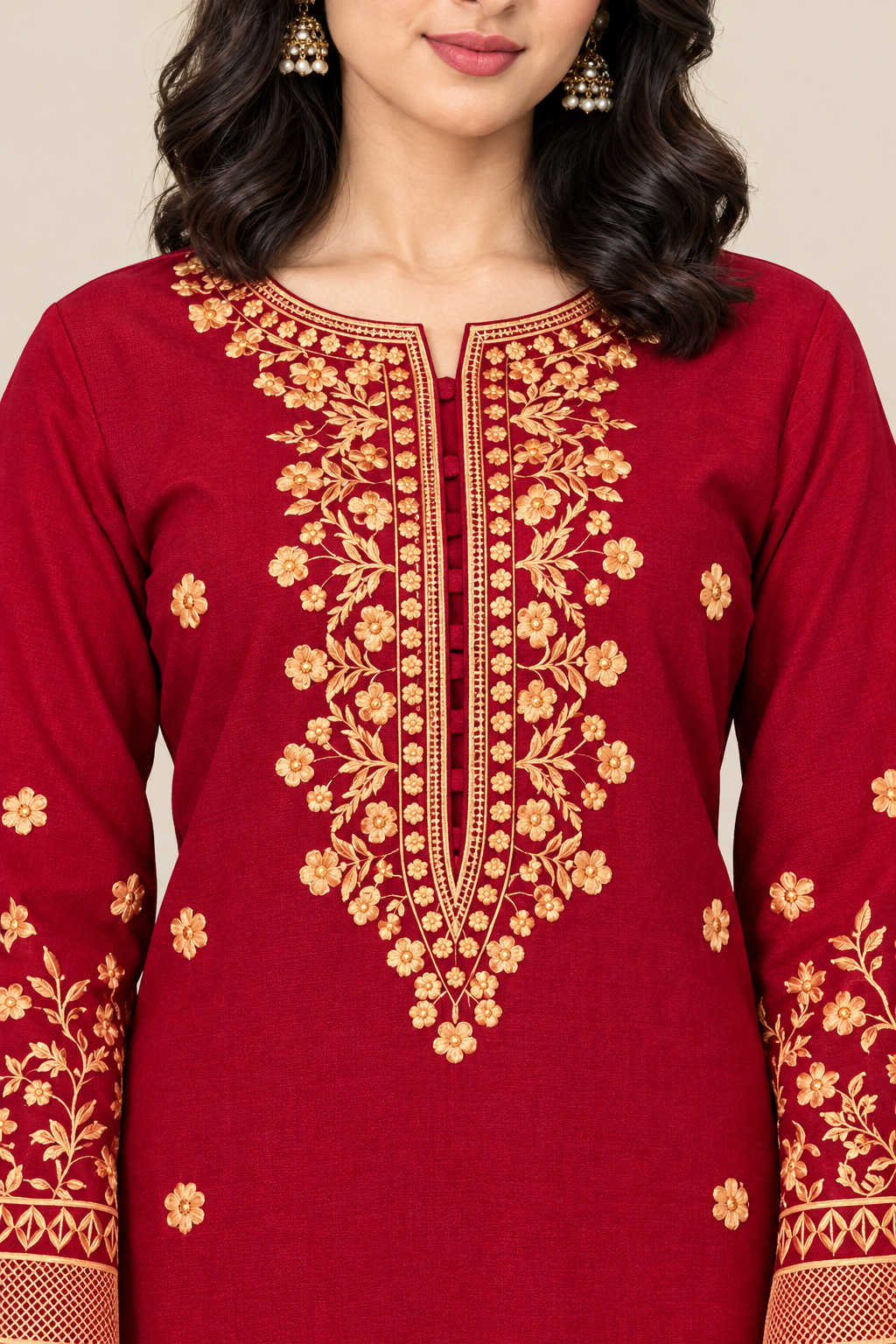 Neckline embroidery detail