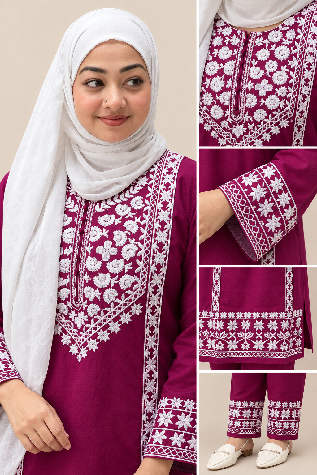 Neckline embroidery detail